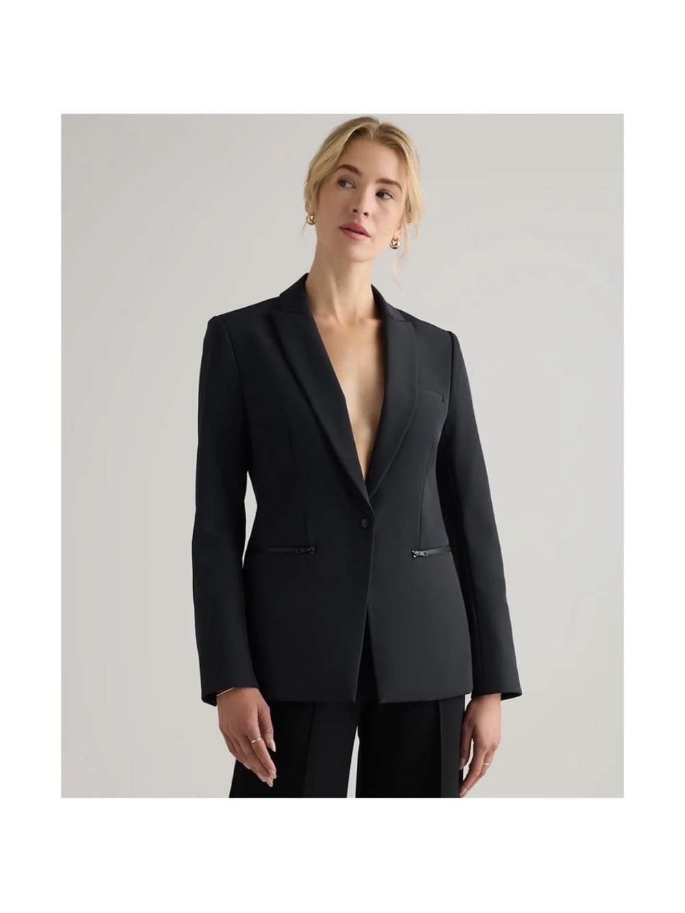 NWT Quince Womens Scuba Single-Breasted Convertible
Blazer True Black M